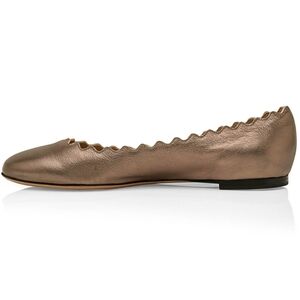 Authentic CHLOÉ Lauren Scalloped Leather Ballet Gunmetal Flats